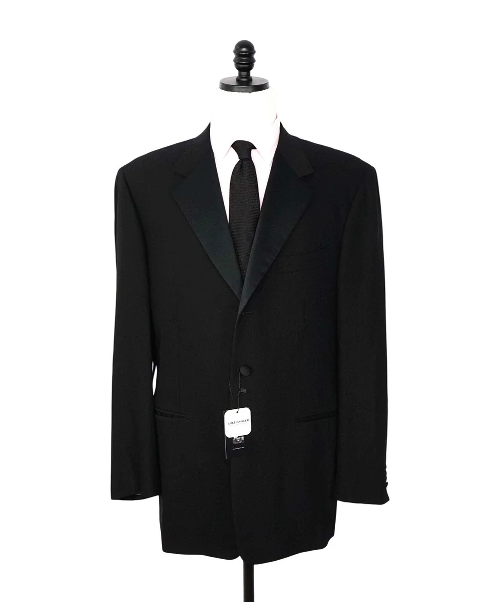 PAL ZILERI - *VINTAGE* Black Wool 3Btn Notch Lapel Tuxedo - 44L